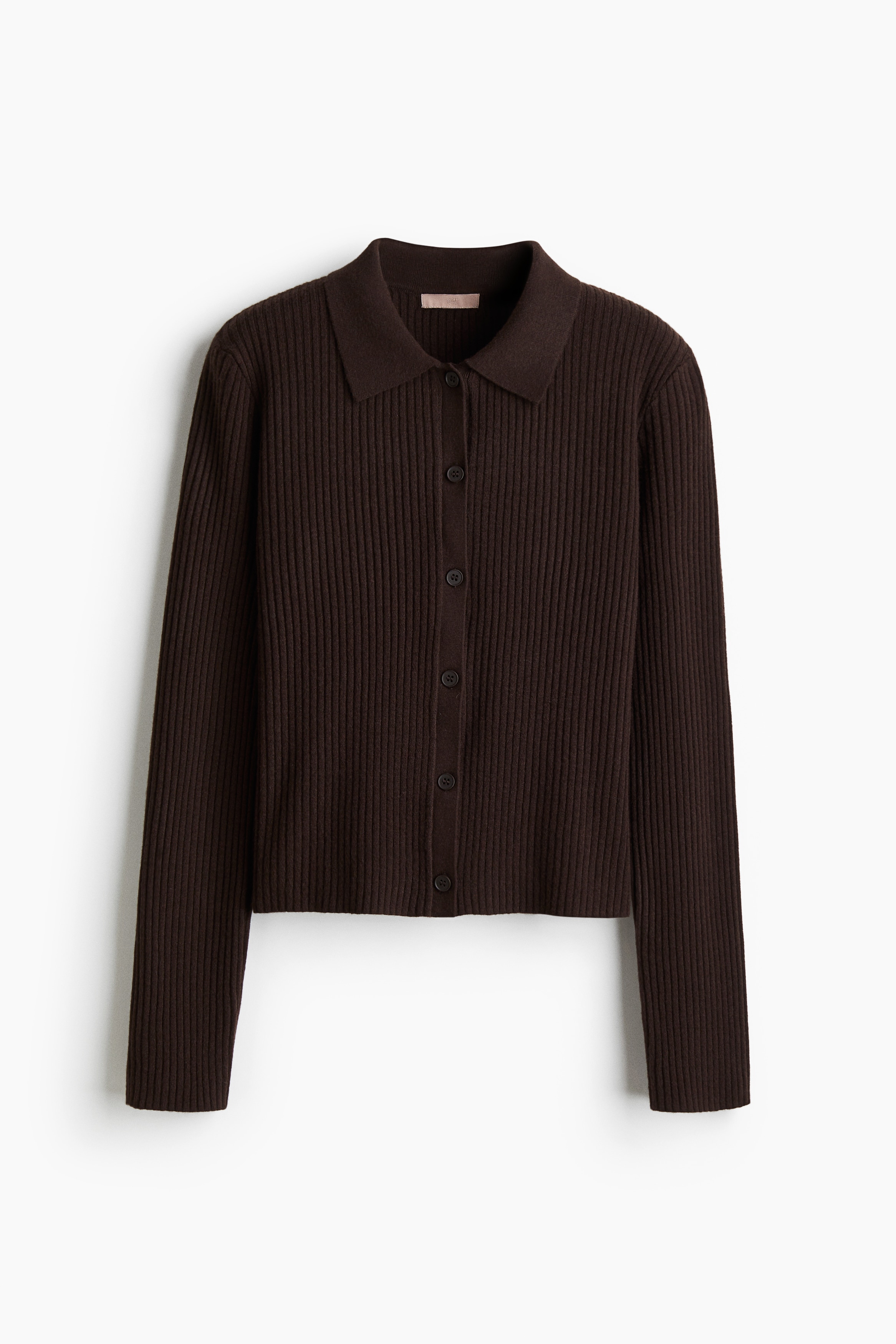 H & M - Rib-knit collared cardigan - Brown