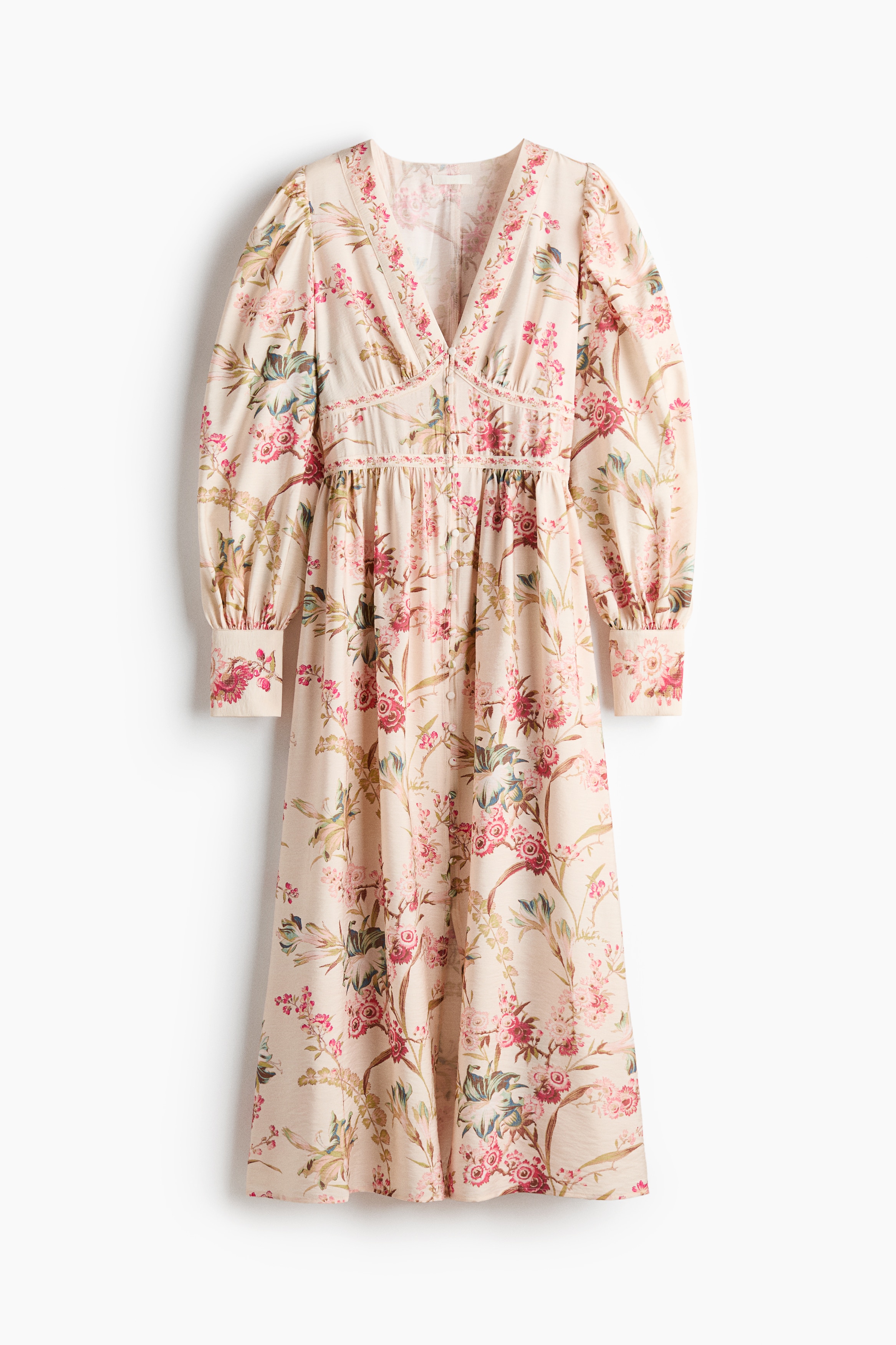 H & M - Button-front viscose-blend dress - Beige