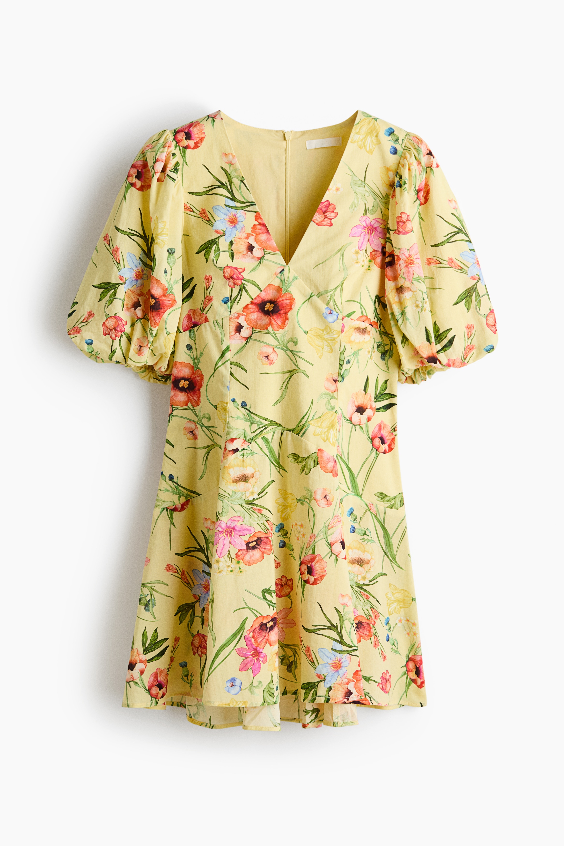 H & M - Balloon-sleeved cotton dress - Yellow