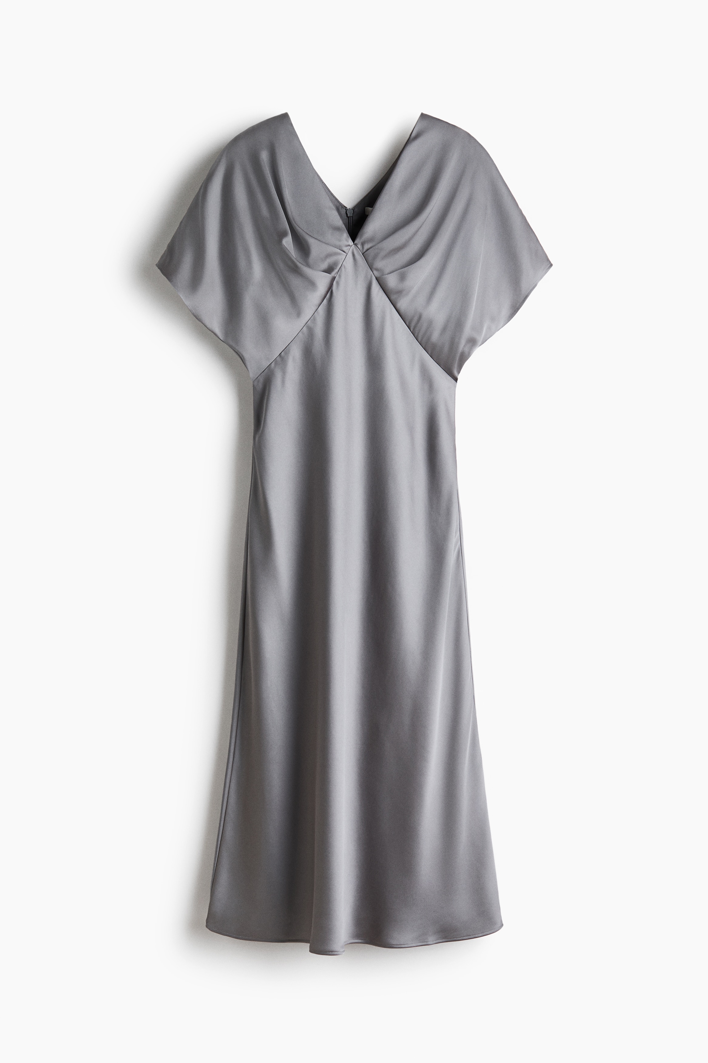 H & M - V-neck satin dress - Grey