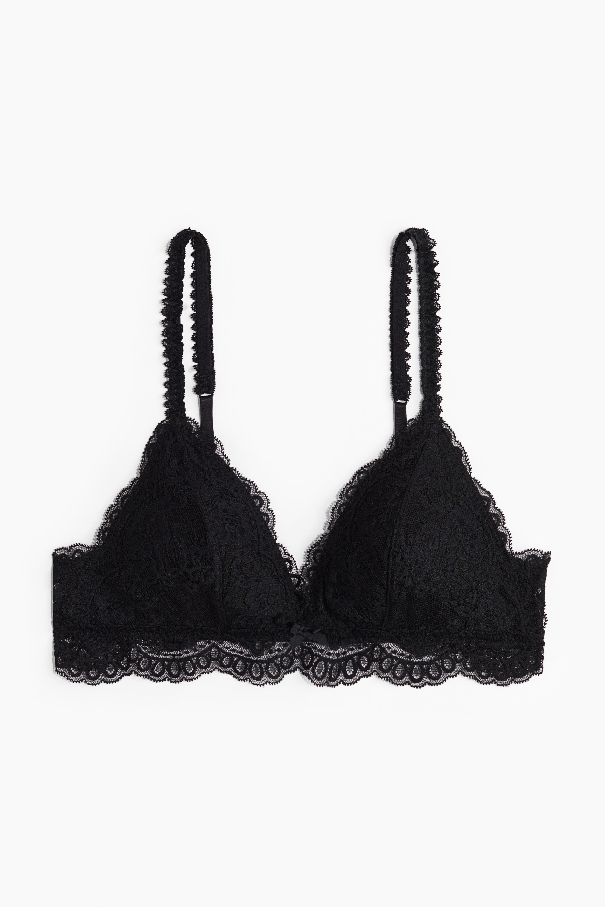 H & M - Padded soft lace bra - Black