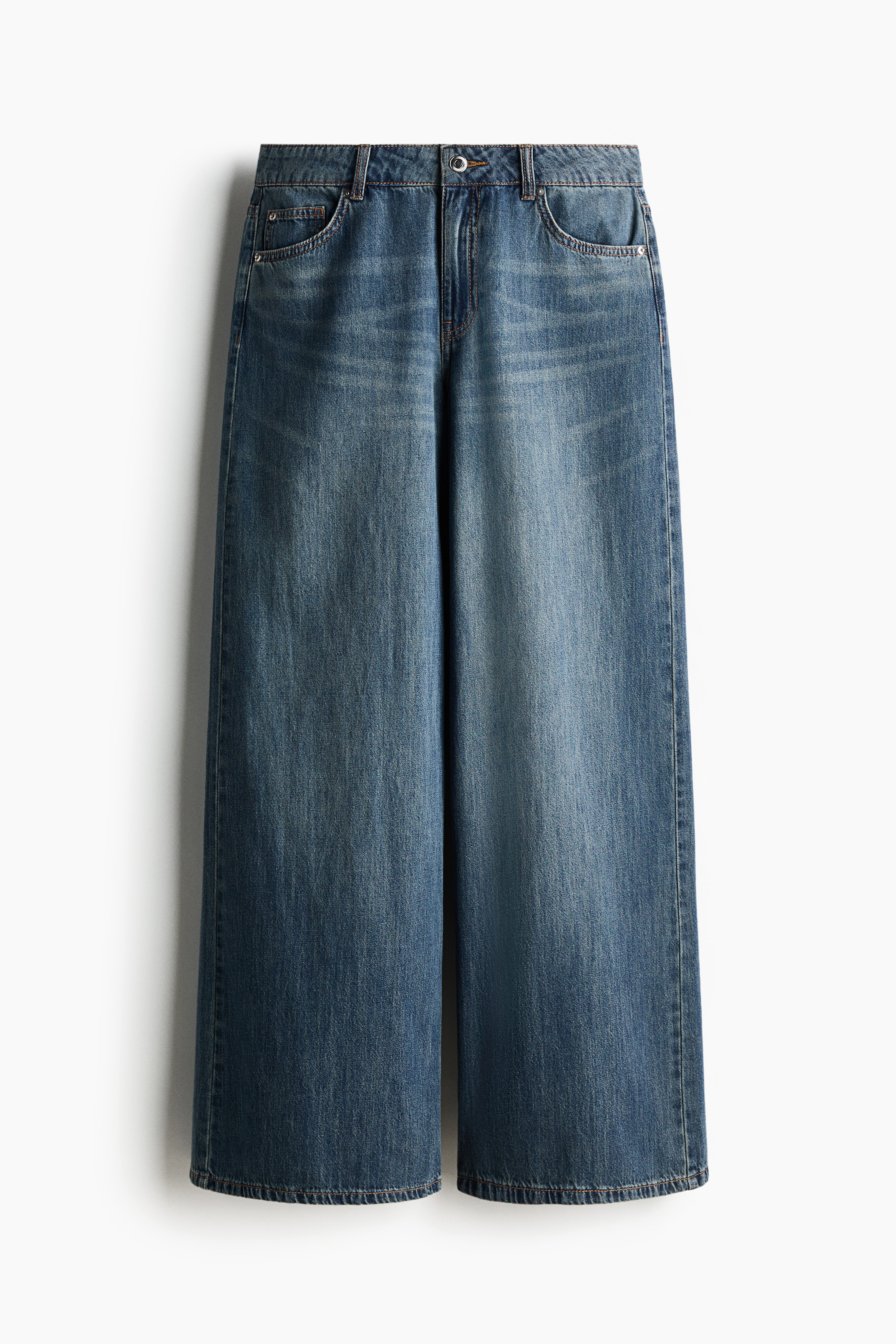 H & M - Wide Regular Waist Jeans - Blue
