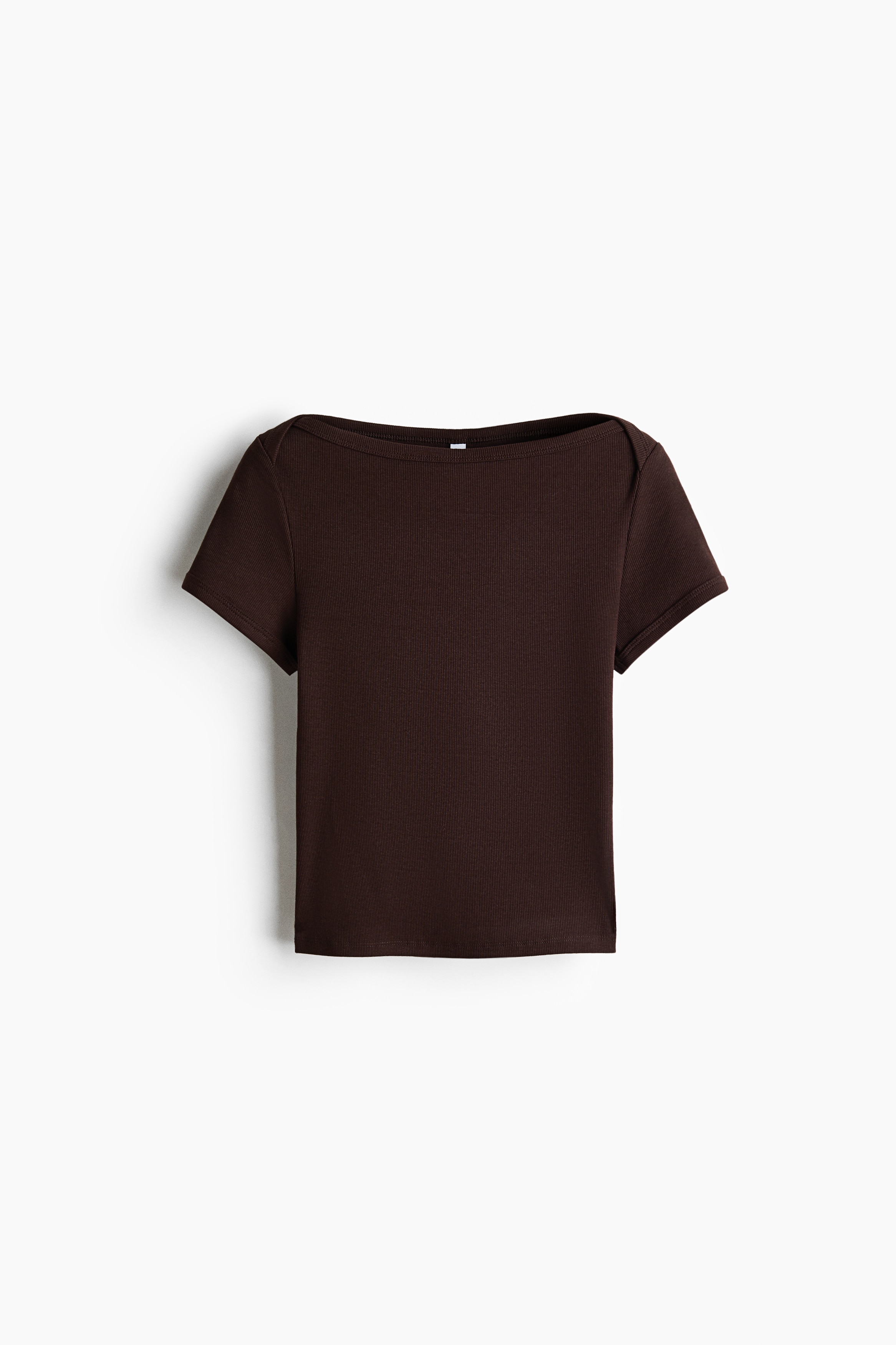 H & M - Ribbed boat-neck top - Brown