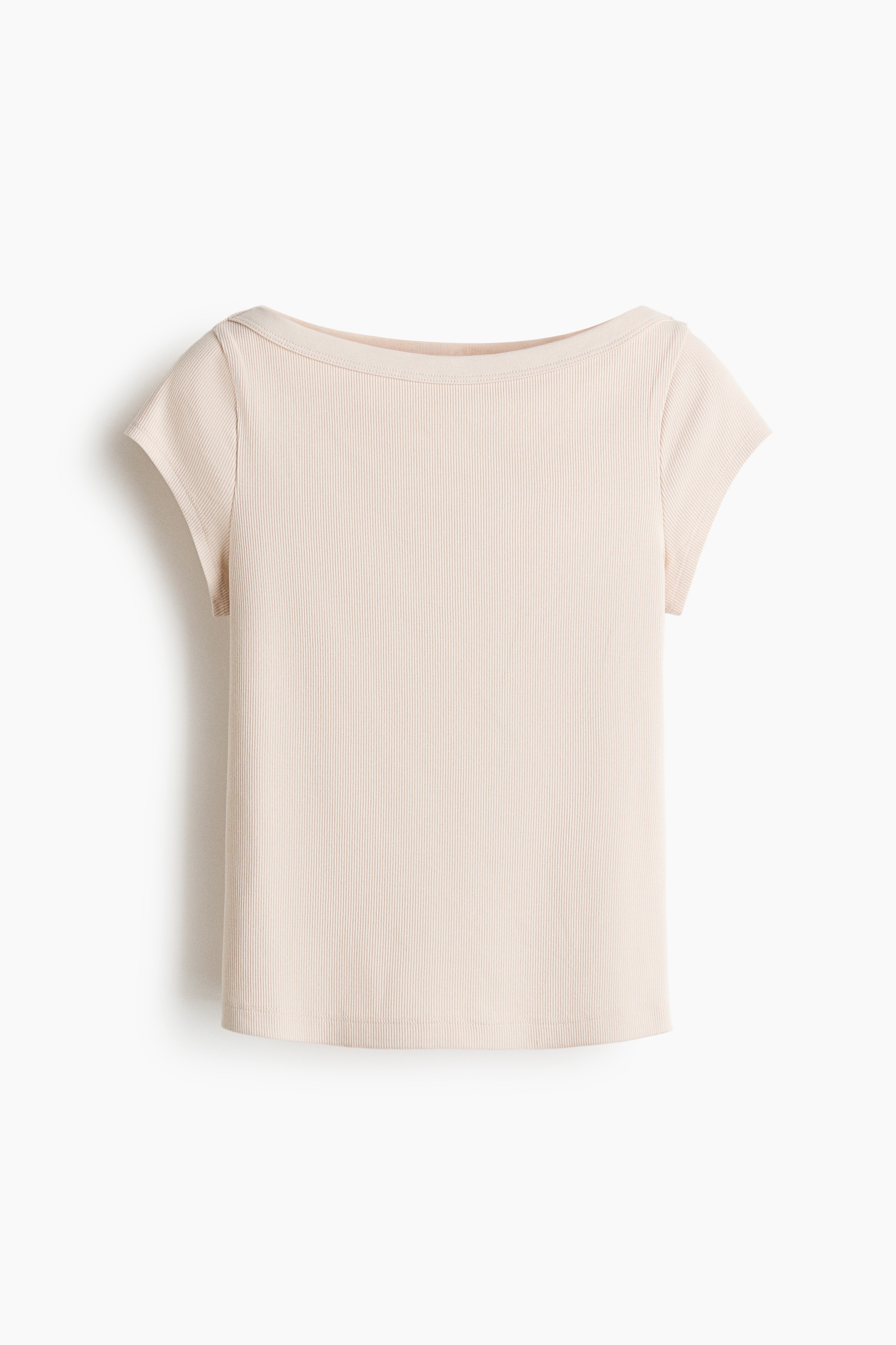H & M - Rib-knit boat-neck top - Beige