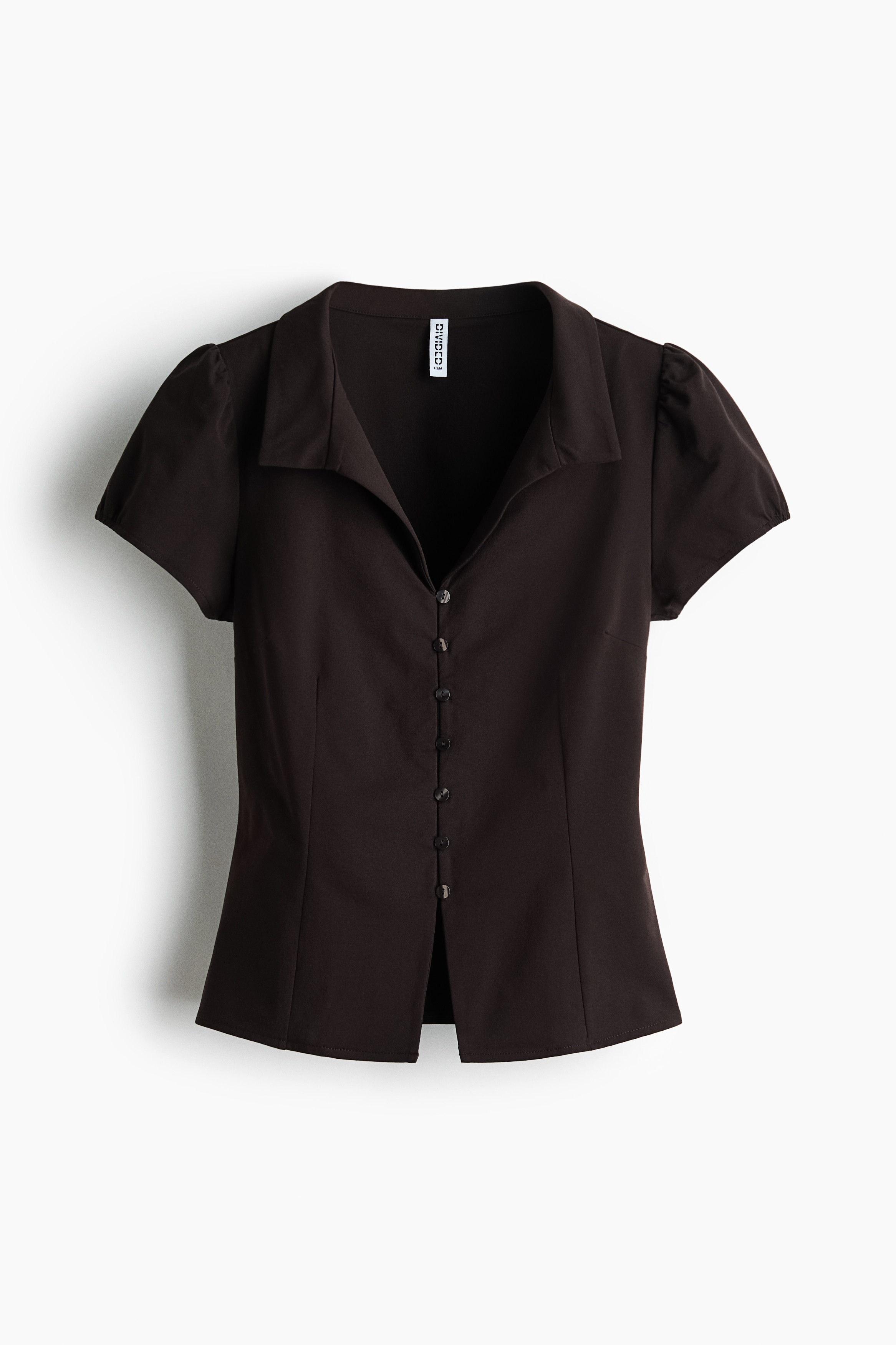 H & M - Collared button-front top - Brown